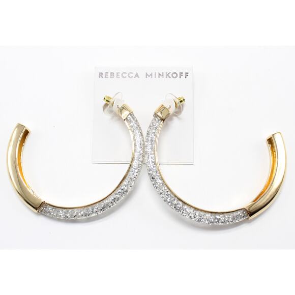 Rebecca Minkoff Large Gold Glitter Hoop Earrings #RM239 - Picture 1 of 2